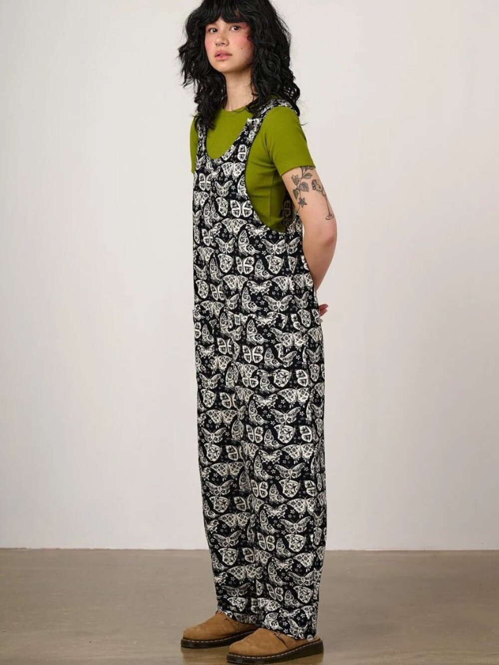 Lucy & Yak Ara Dungarees Black & White Butterfly Print UK26/US22 NWT - Picture 4 of 7